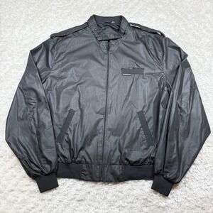 Vintage Members Only Jacket Mens 46L Black Bomber Full Zip Moto Windbreaker 80s